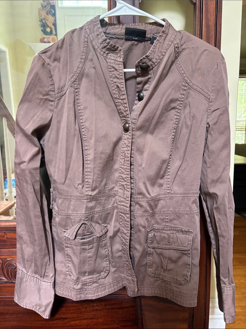New York & Company Mauve Utility Jacket with Button Front